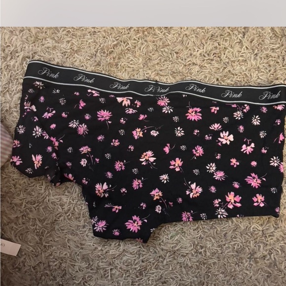 PINK Victoria's Secret Black Shorts with Pink Floral Design - Picture 2 of 3